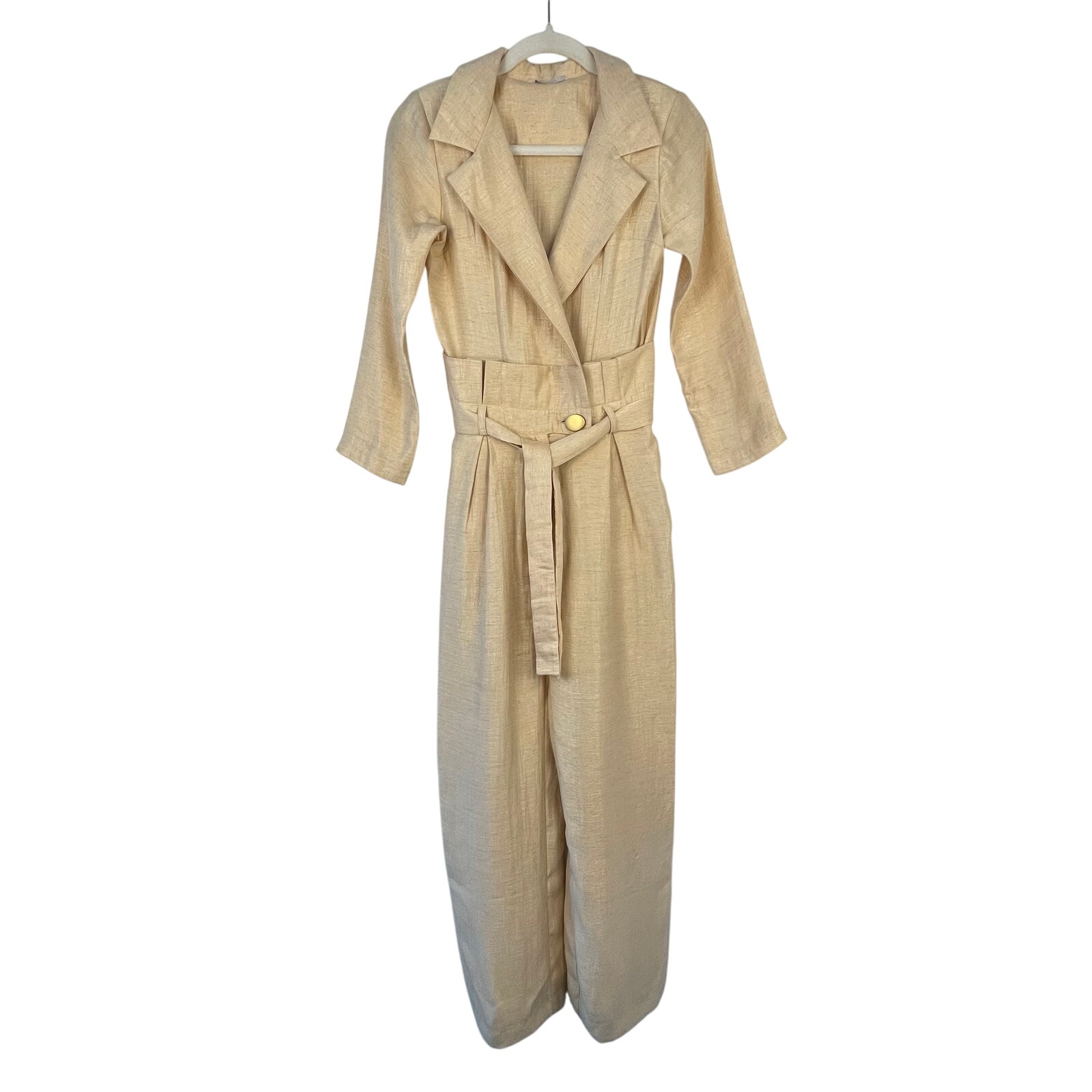 Luwa Linen Belted Jumpsuit Wide-Leg Suze 36it Or 0/Xs Us Euc